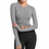 Thumbnail: Women Long Sleeve Running Shirts Exposed Navel Yoga T-Shirts Solid Sports Shirts