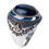Thumbnail: Blue TigerEye Stone 925 Sterling Silver Men's Ring With Tughra on Sides Silver