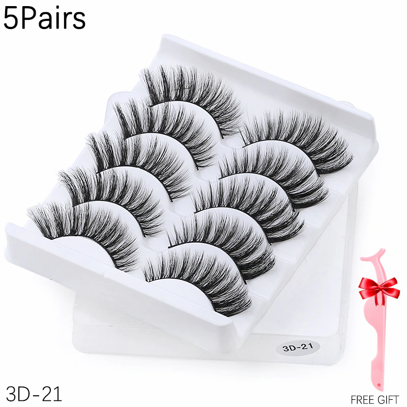 Thumbnail: 5/8/10 Pairs 3D Mink Lashes Natural False Eyelashes Dramatic Volume Fake Lashes