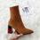 Thumbnail: Pointed Toe Over the Knee Women Boots Stretch Flock High Heel  Size 34-43