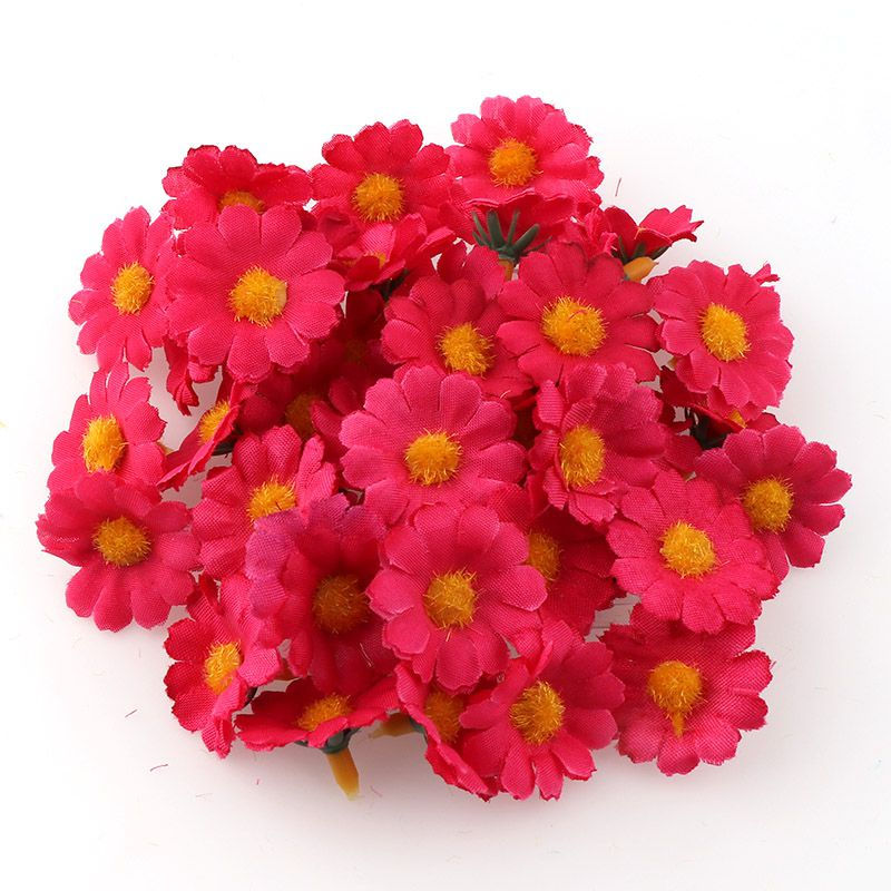 Thumbnail: 100pc/Lot  2.5cm Mini Daisy Decorative Flower Artificial Silk Flowers Party
