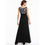 Thumbnail: Black Lace Scoop Neck Long Evening Dress Sleeveless