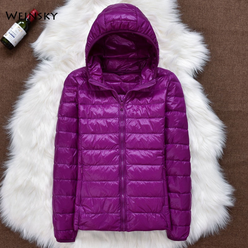 Thumbnail: Winter Women Ultralight Thin Down Jacket White Duck Down Hooded Jackets