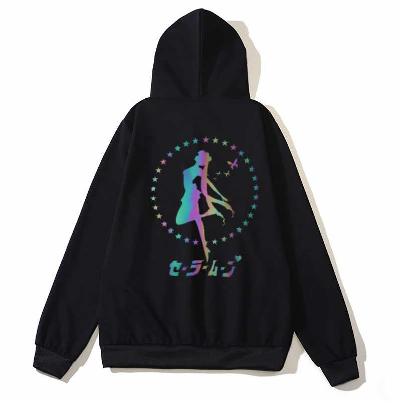 Thumbnail: Cartoon Sailor Moon Reflective Light Printing Hoodie Gothic
