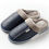 Thumbnail: Leather Thick With Plush Home Waterproof Flats Warm Shoes Non-Slip Slippers
