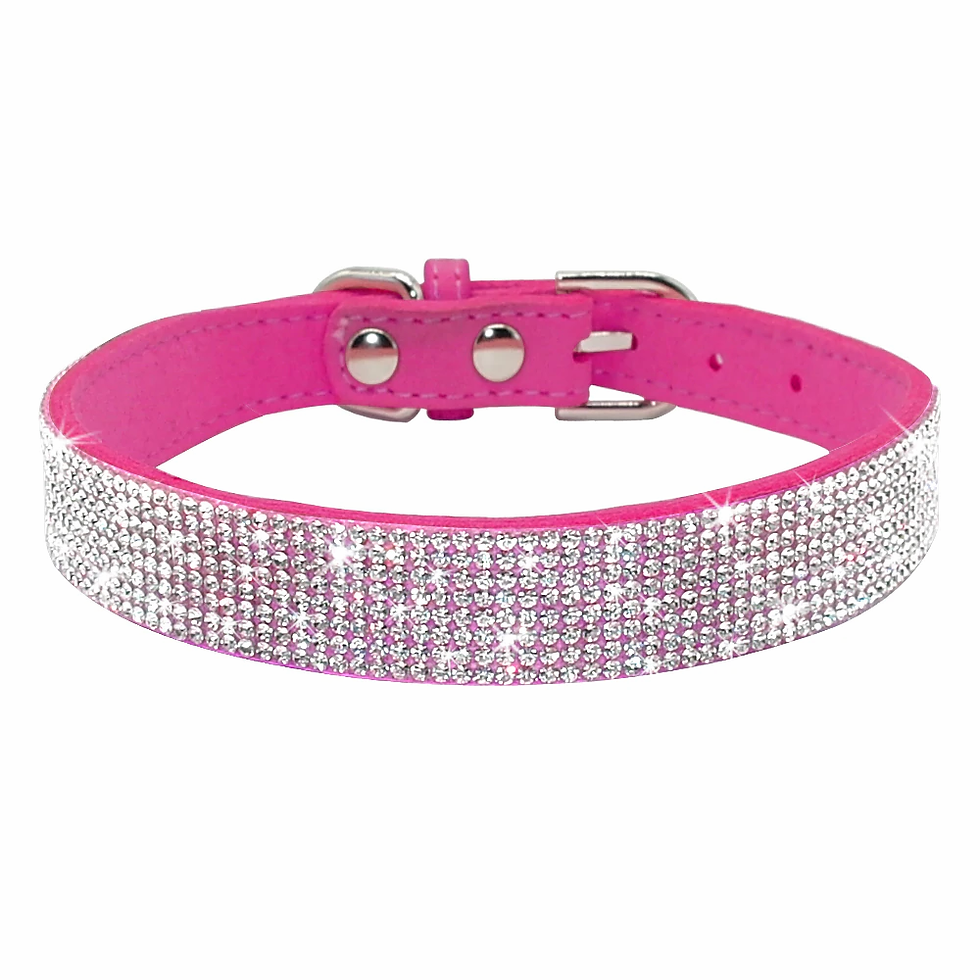 Thumbnail: Bling Rhinestone Puppy Cat Collars Adjustable Leather Bowknot Kitten Collar