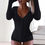 Küçük resim: Women Knitted  Romper Homewear Cute Deep V-Neck Long-Sleeved Pajamas  Star