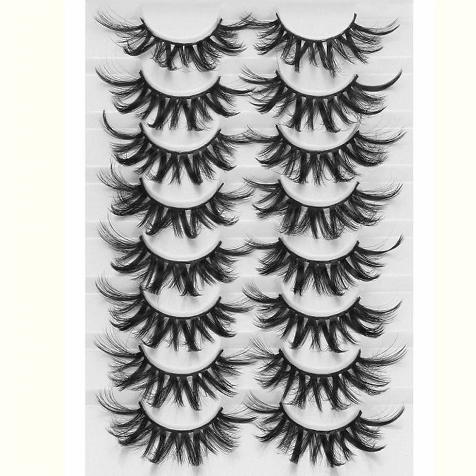 Thumbnail: 8 Pairs 3D Mink False Eyelashes Natural Wispy Fluffy Dramatic Volume Fake Lashes