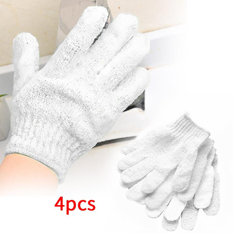 Thumbnail: 2 Pairs (4pcs) White Scrub Massage Exfoliating Spa Body Scrubber