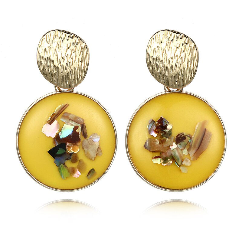 Miniatură: Stud Earrings Black White Stone Geometric Earrings Round Triangle Design