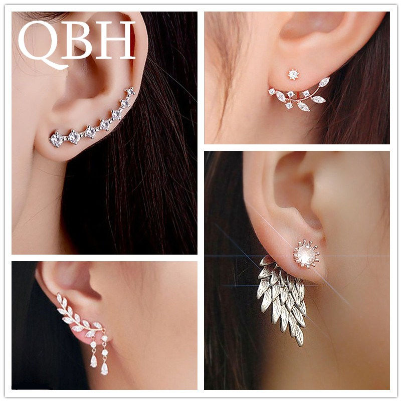 New Fashion Simulated Pearls Pendientes Bijoux Angel Wings Leaf Feather Flowers
