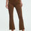 Thumbnail: High Rise Raw Hem Flared Jeans in Brown