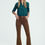 Thumbnail: High Rise Raw Hem Flared Jeans in Brown