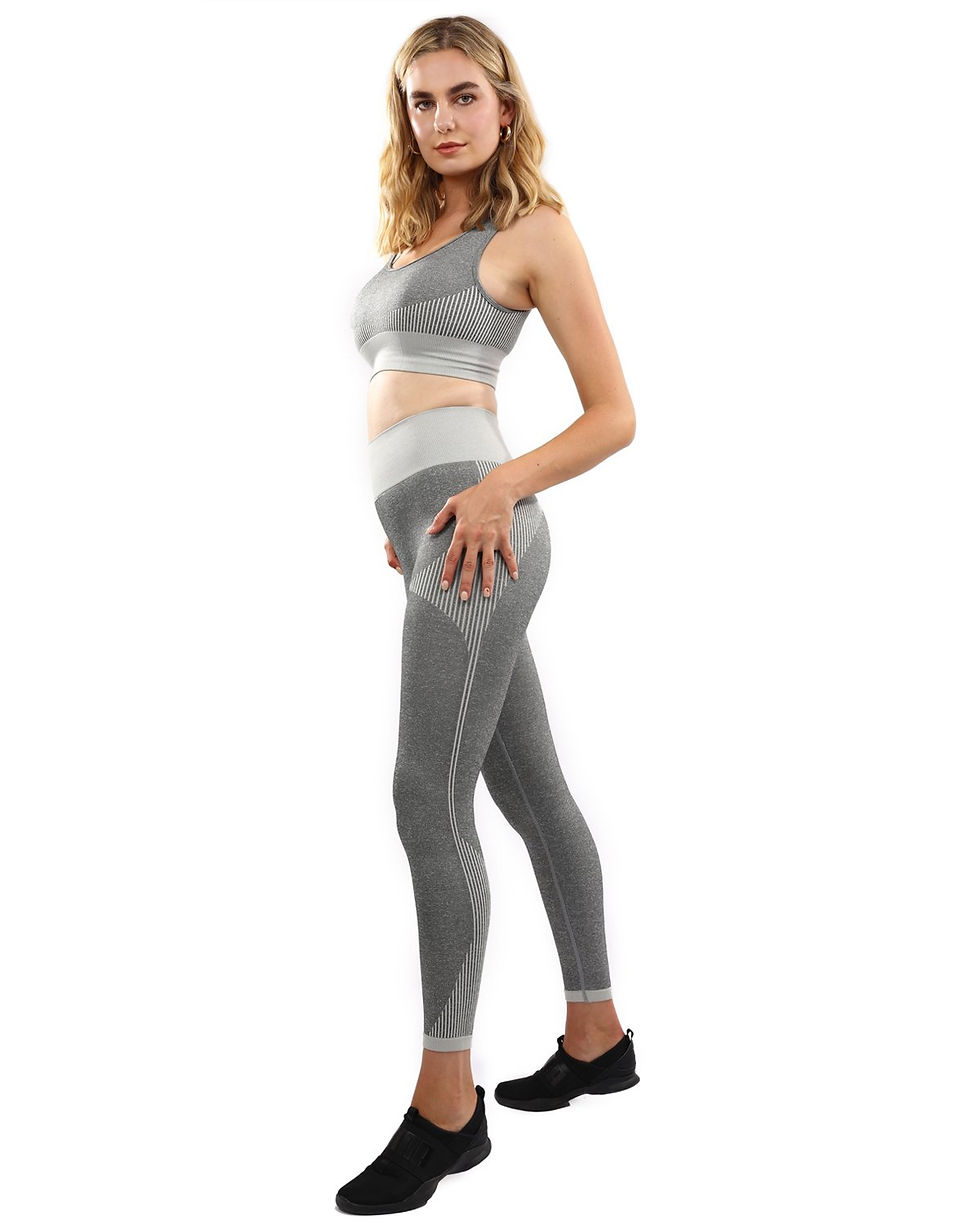 Thumbnail: Isalda Seamless Leggings & Sports Bra Set - Grey