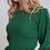 Thumbnail: Round Neck Rib Knitted Sweater With Long Sleeves in Green