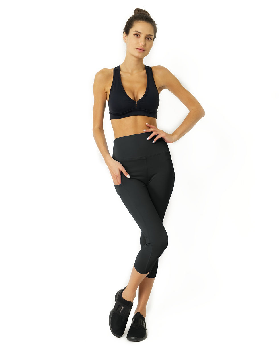 Thumbnail: High Waisted Yoga Capri Leggings - Slate Grey