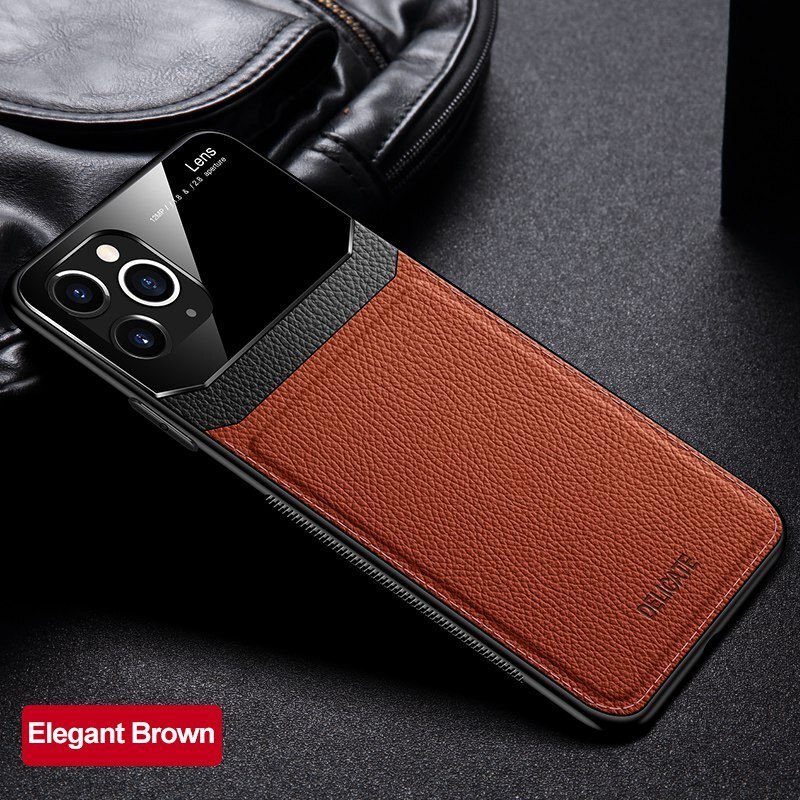 Thumbnail: Shockproof Case for iPhone 11 Pro Max PU Leather Mirror Glass Phone Back Cover