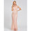 Thumbnail: Peral Pink Evening Dress Cheap Scoop Neck Mermaid Lace Floor Length