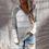 Thumbnail: Autumn Women Patchwork Hooded Sweater Long Sleeve V-Neck Knitted Sweater Casual