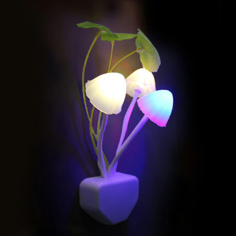 Dark Automatic Bright Mushroom Fungus Novelty Light EU & US Plug Sensor 110v-220