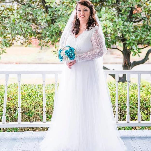Thumbnail: Ivory Tulle & Lace  Maxi Dress #1125