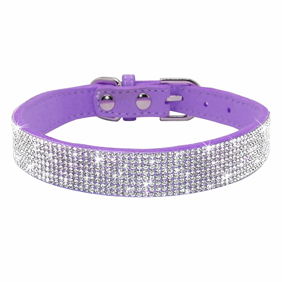Thumbnail: Bling Rhinestone Puppy Cat Collars Adjustable Leather Bowknot Kitten Collar