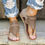 Miniature : Women Flat Sandals Leopard Snake Print Summer Shoes Large Size Andals Beach