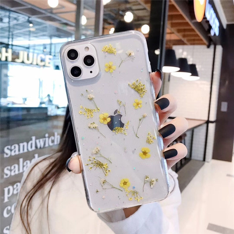 Thumbnail: Real Dry Flower Glitter Clear Case for iPhone 12 11 Pro Max Transparent Cases