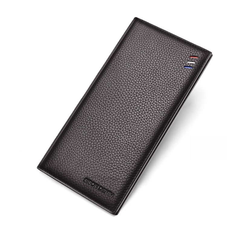 Thumbnail: 100% Cow Leather Small Wallet Men Bifold Credit Card Holder Wallet RFID Blocking