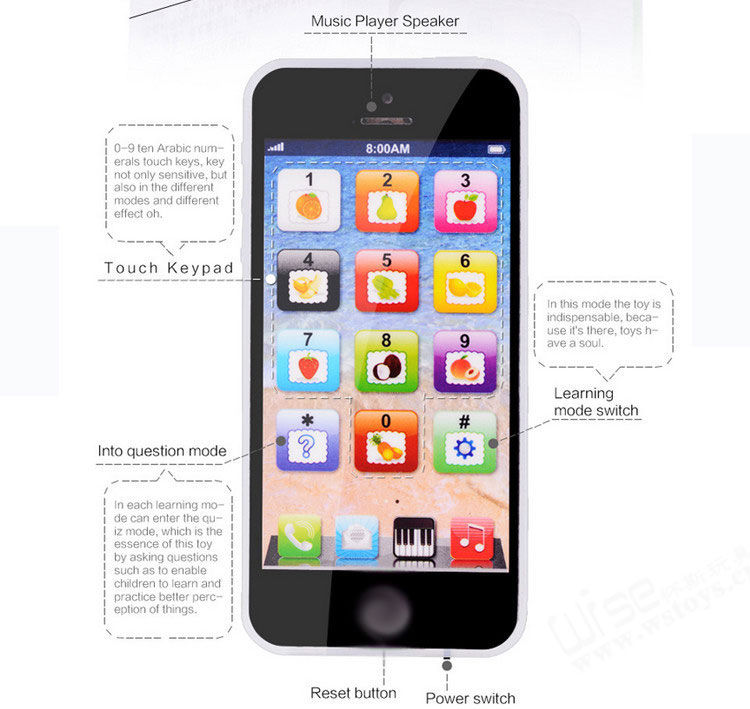 Thumbnail: Educational Toys Cellphone With LED  Baby Kid Educational English Learning