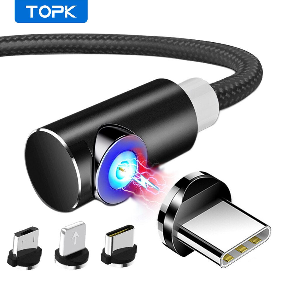 TOPK 1M 2M Magnetic Micro USB Cable for iPhone Samsung USB Type C Cable Magnetic