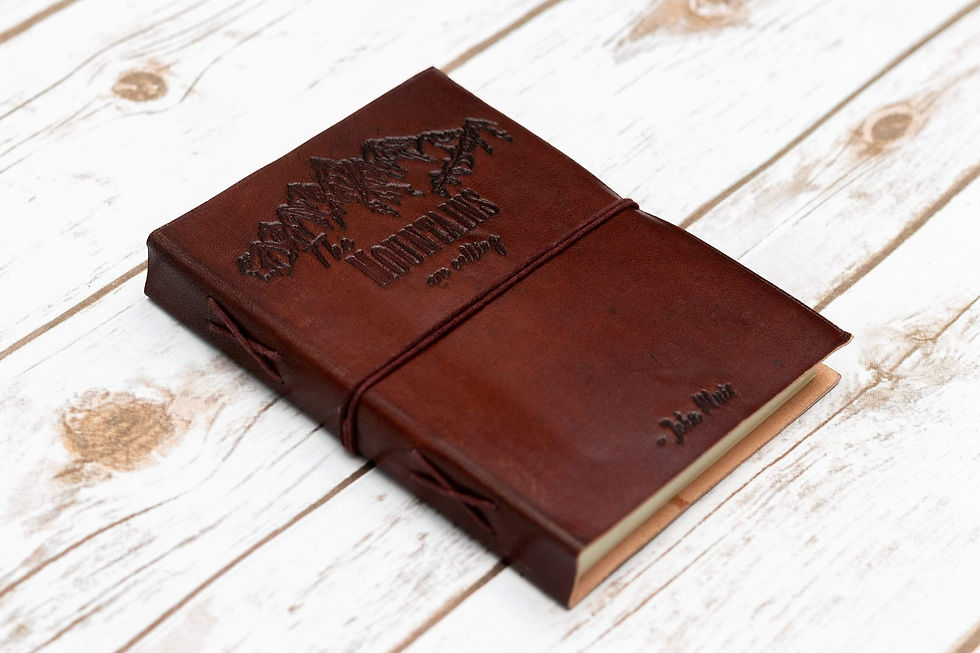 Thumbnail: The Mountains Are Calling John Muir Quote Leather Journal - 7x5