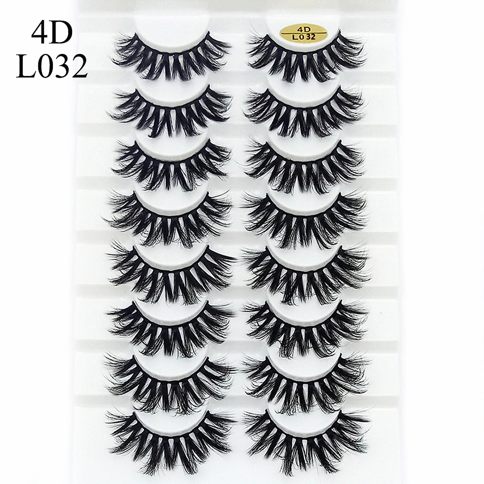 Thumbnail: 8 Pairs 3D Mink False Eyelashes Natural Wispy Fluffy Dramatic Volume Fake Lashes