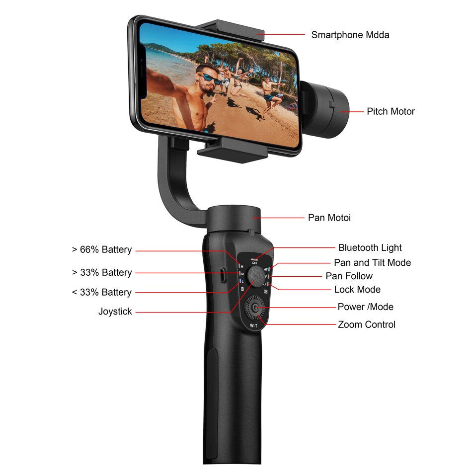 Thumbnail: Handheld Gimbal Stabilizer Cellphone Video Record Smartphone Action Camera VS H4