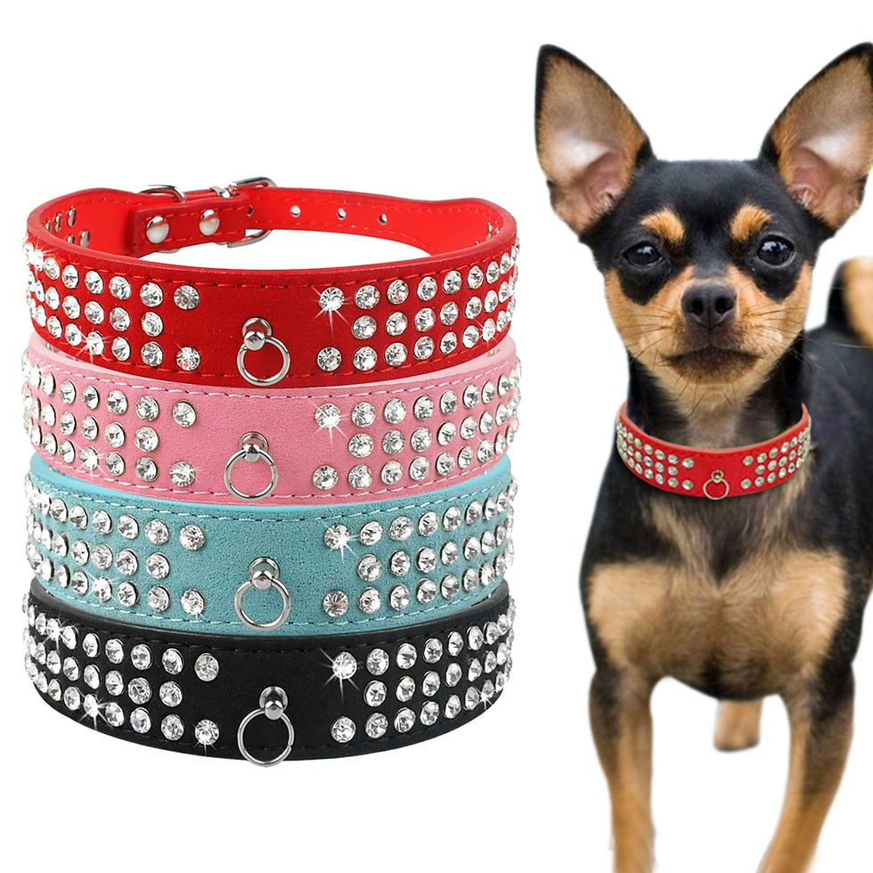Thumbnail: Bling Rhinestone Puppy Cat Collars Adjustable Leather Bowknot Kitten Collar