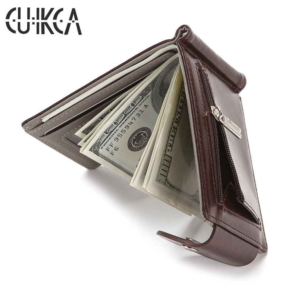 Slim Leather Wallet Coin Bag Money Clip Card Cases Zipper  Women Men Wallet