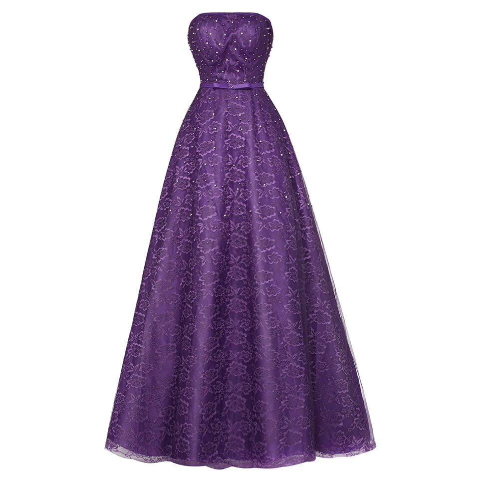 Thumbnail: Dark Royal Blue Strapless Long Evening Dress Cheap Beading Lace