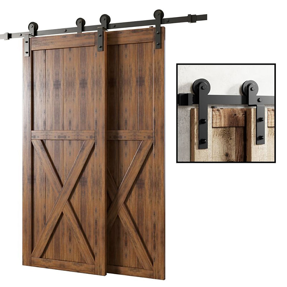 Thumbnail: I-Shaped 4-9.6ft Bypass Sliding Barn Door Hardware Track Bent Hanger System