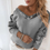 Miniaturebillede: Sequin Sweaters 2020 Autumn Winter Off Shoulder