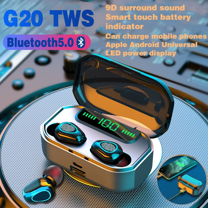 TWS Bluetooth  3500mAh Battery  Waterproof Headsets HiFi 9D With Microphones