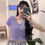Thumbnail: T-Shirts Knitted Crop Tees Female Cute Sweet Buttoned Up V-Neck Solid
