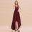 Thumbnail: Burgundy High Low Lace Chiffon Long Evening Dress