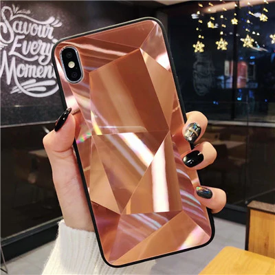 Thumbnail: Diamond Texture Mirror Phone Case for Iphone 7 8 6s 6 Plus Soft TPU Shockproof
