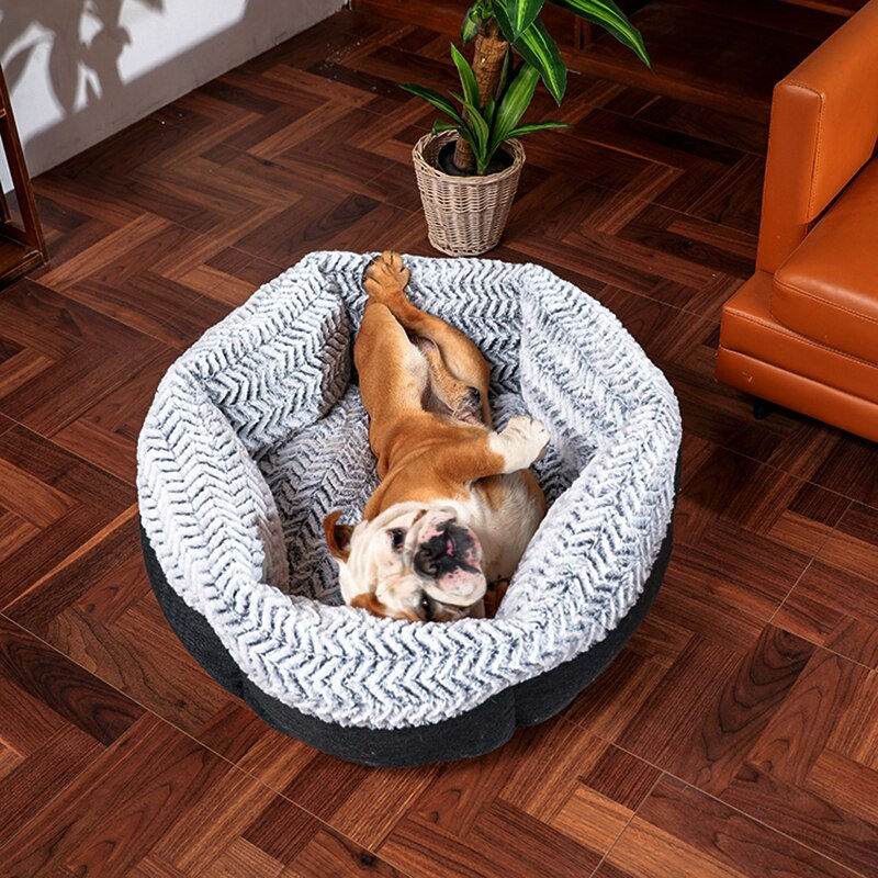 Thumbnail: Thick Cutton Round Dog Bed Super Soft Long Plush Pet Cat Mat