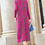 Thumbnail: Elegant Knitted Patchwork Gradient Pink Pleated One-Piece Sweater Dress