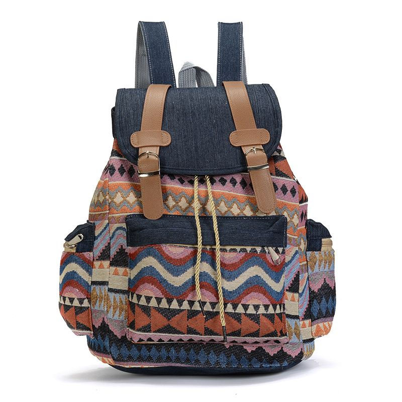 Thumbnail: High Quality Women Canvas Vintage Backpack Ethnic Backpacks