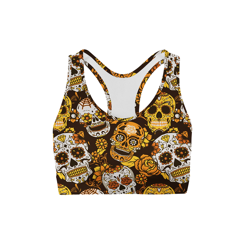 Thumbnail: Orange Sugar Skulls Back Color Sports Bra