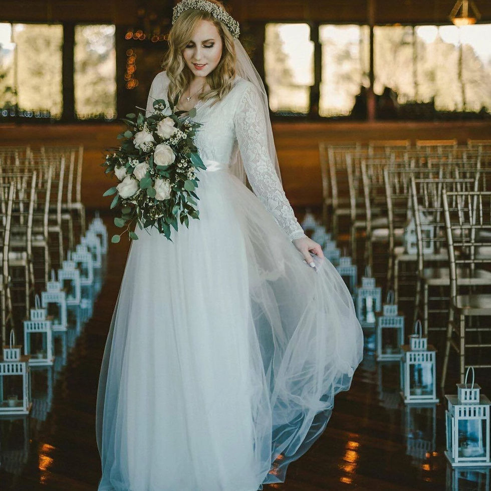Thumbnail: Ivory Tulle & Lace  Maxi Dress #1125