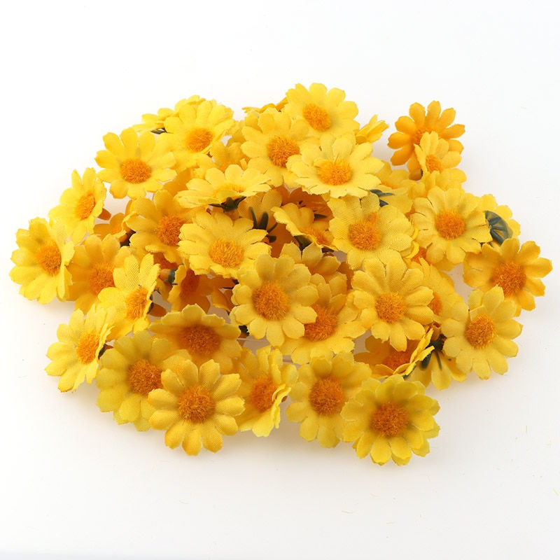 Thumbnail: 100pc/Lot  2.5cm Mini Daisy Decorative Flower Artificial Silk Flowers Party
