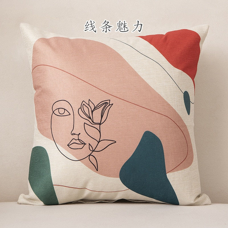 Thumbnail: 45*45 Cushion Cover Pillow Creative Abstract Art Streak Face Pillowcase
